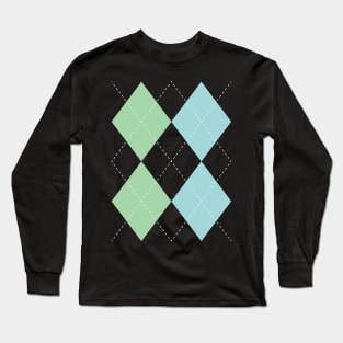 blue + green + yellow argyle Long Sleeve T-Shirt